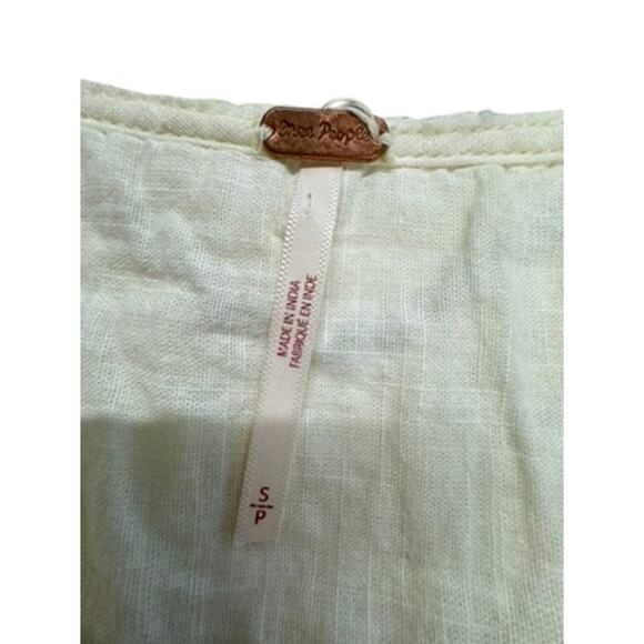 "FREE PEOPLE" Embroidered Runched Detail Elastic Back B/U Top SZ S Puff Sleeve - Picture 4 of 11